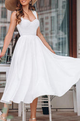 Robes de princesse à bretelles spaghetti et à fentes unies